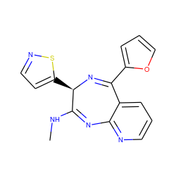 CNC1=Nc2ncccc2C(c2ccco2)=N[C@@H]1c1ccns1 ZINC000049573637