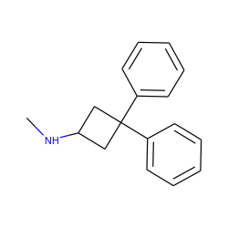 CNC1CC(c2ccccc2)(c2ccccc2)C1 ZINC000001845253