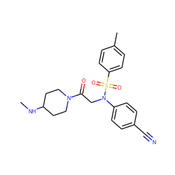 CNC1CCN(C(=O)CN(c2ccc(C#N)cc2)S(=O)(=O)c2ccc(C)cc2)CC1 ZINC001772617281