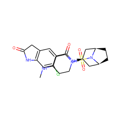 CNC1CCN(S(=O)(=O)N2[C@H]3CC[C@@H]2C[C@H](NC(=O)c2cc4c(cc2Cl)NC(=O)C4)C3)CC1 ZINC000653849288