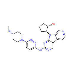 CNC1CCN(c2ccc(Nc3ncc4c5ccncc5n([C@H]5CCC[C@@H]5O)c4n3)nn2)CC1 ZINC000169706854