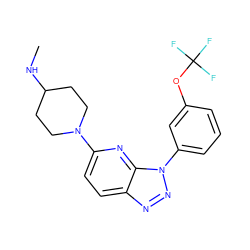 CNC1CCN(c2ccc3nnn(-c4cccc(OC(F)(F)F)c4)c3n2)CC1 ZINC000073197436