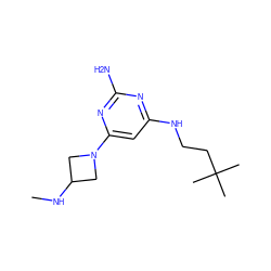 CNC1CN(c2cc(NCCC(C)(C)C)nc(N)n2)C1 ZINC000043169434