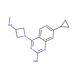 CNC1CN(c2nc(N)nc3cc(C4CC4)ccc23)C1 ZINC000096906171