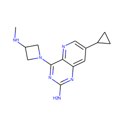 CNC1CN(c2nc(N)nc3cc(C4CC4)cnc23)C1 ZINC000096269537