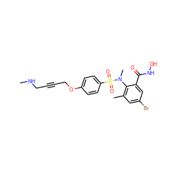 CNCC#CCOc1ccc(S(=O)(=O)N(C)c2c(C)cc(Br)cc2C(=O)NO)cc1 ZINC000013440713