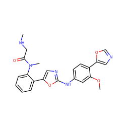 CNCC(=O)N(C)c1ccccc1-c1cnc(Nc2ccc(-c3cnco3)c(OC)c2)o1 ZINC000003594926