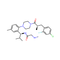 CNCC(=O)N[C@H](c1cc(C)ccc1N1CCN(C(=O)[C@H](C)Cc2ccc(Cl)cc2F)CC1)C(C)C ZINC000028867151