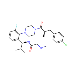 CNCC(=O)N[C@H](c1cccc(F)c1N1CCN(C(=O)[C@H](C)Cc2ccc(Cl)cc2)CC1)C(C)C ZINC000040877766