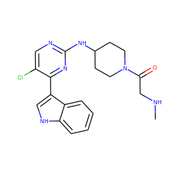 CNCC(=O)N1CCC(Nc2ncc(Cl)c(-c3c[nH]c4ccccc34)n2)CC1 ZINC000028896599