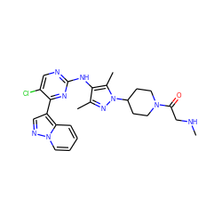 CNCC(=O)N1CCC(n2nc(C)c(Nc3ncc(Cl)c(-c4cnn5ccccc45)n3)c2C)CC1 ZINC000653887149