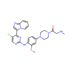 CNCC(=O)N1CCN(c2ccc(Nc3ncc(Cl)c(-c4cnc5ccccn45)n3)c(OC)c2)CC1 ZINC000072177247