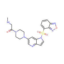 CNCC(=O)N1CCN(c2cnc3ccn(S(=O)(=O)c4cccc5nonc45)c3c2)CC1 ZINC000043023431