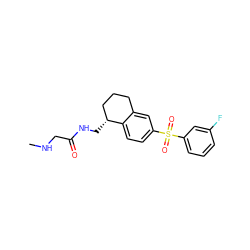 CNCC(=O)NC[C@@H]1CCCc2cc(S(=O)(=O)c3cccc(F)c3)ccc21 ZINC000049035110