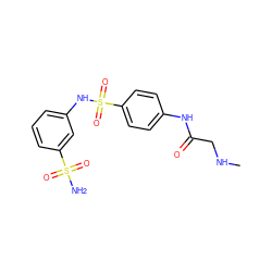 CNCC(=O)Nc1ccc(S(=O)(=O)Nc2cccc(S(N)(=O)=O)c2)cc1 ZINC000013800533