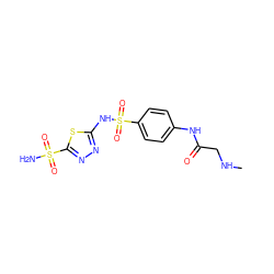 CNCC(=O)Nc1ccc(S(=O)(=O)Nc2nnc(S(N)(=O)=O)s2)cc1 ZINC000013800524