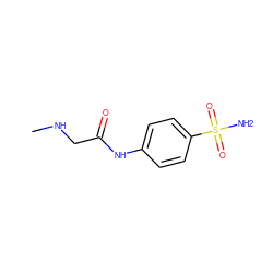 CNCC(=O)Nc1ccc(S(N)(=O)=O)cc1 ZINC000013800489