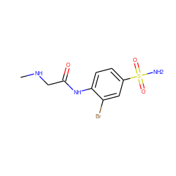 CNCC(=O)Nc1ccc(S(N)(=O)=O)cc1Br ZINC000013800504