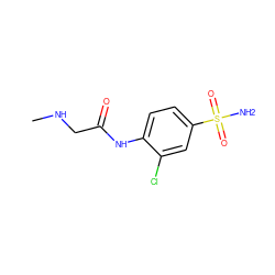 CNCC(=O)Nc1ccc(S(N)(=O)=O)cc1Cl ZINC000013800502