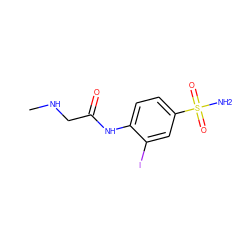 CNCC(=O)Nc1ccc(S(N)(=O)=O)cc1I ZINC000013800507