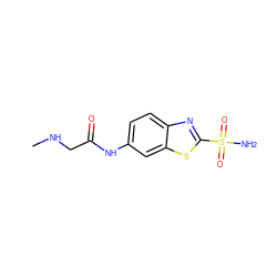 CNCC(=O)Nc1ccc2nc(S(N)(=O)=O)sc2c1 ZINC000013800538