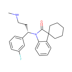 CNCC[C@@H](c1cccc(F)c1)N1C(=O)C2(CCCCC2)c2ccccc21 ZINC000034986250