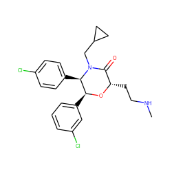 CNCC[C@@H]1O[C@@H](c2cccc(Cl)c2)[C@@H](c2ccc(Cl)cc2)N(CC2CC2)C1=O ZINC000095601557