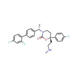 CNCC[C@]1(c2ccc(F)cc2)CCN([C@@H](C)c2ccc(-c3ccc(F)cc3F)cc2)C(=O)O1 ZINC000114915636