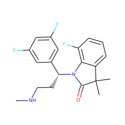 CNCC[C@H](c1cc(F)cc(F)c1)N1C(=O)C(C)(C)c2cccc(F)c21 ZINC000034986565