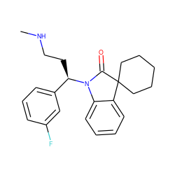 CNCC[C@H](c1cccc(F)c1)N1C(=O)C2(CCCCC2)c2ccccc21 ZINC000034986251