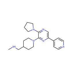 CNCC1CCN(c2nc(-c3ccncc3)cnc2N2CCCC2)CC1 ZINC000045368358