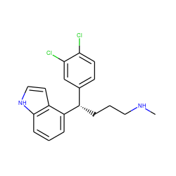 CNCCC[C@@H](c1ccc(Cl)c(Cl)c1)c1cccc2[nH]ccc12 ZINC000040861960