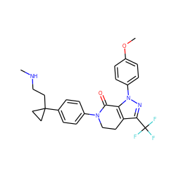 CNCCC1(c2ccc(N3CCc4c(C(F)(F)F)nn(-c5ccc(OC)cc5)c4C3=O)cc2)CC1 ZINC000040873731