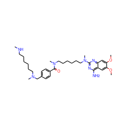 CNCCCCCCN(C)Cc1ccc(C(=O)N(C)CCCCCCN(C)c2nc(N)c3cc(OC)c(OC)cc3n2)cc1 ZINC000027546572