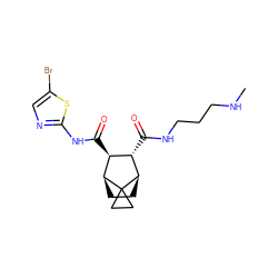 CNCCCNC(=O)[C@H]1[C@H](C(=O)Nc2ncc(Br)s2)[C@@H]2CC[C@H]1C21CC1 ZINC000168372795