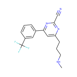 CNCCCc1cc(-c2cccc(C(F)(F)F)c2)nc(C#N)n1 ZINC000064503996