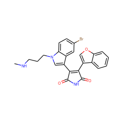 CNCCCn1cc(C2=C(c3coc4ccccc34)C(=O)NC2=O)c2cc(Br)ccc21 ZINC000096929139