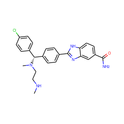 CNCCN(C)[C@H](c1ccc(Cl)cc1)c1ccc(-c2nc3cc(C(N)=O)ccc3[nH]2)cc1 ZINC000034480487