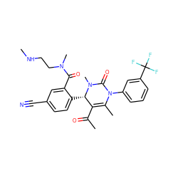 CNCCN(C)C(=O)c1cc(C#N)ccc1[C@H]1C(C(C)=O)=C(C)N(c2cccc(C(F)(F)F)c2)C(=O)N1C ZINC001772599266