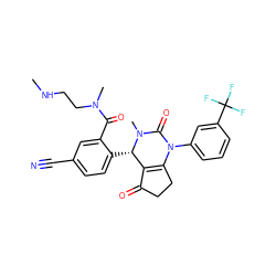 CNCCN(C)C(=O)c1cc(C#N)ccc1[C@H]1C2=C(CCC2=O)N(c2cccc(C(F)(F)F)c2)C(=O)N1C ZINC001772597270