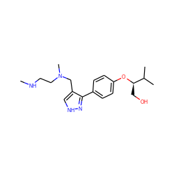 CNCCN(C)Cc1c[nH]nc1-c1ccc(O[C@H](CO)C(C)C)cc1 ZINC000474608462