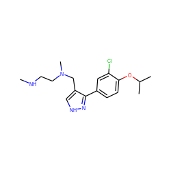 CNCCN(C)Cc1c[nH]nc1-c1ccc(OC(C)C)c(Cl)c1 ZINC000474609329