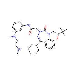 CNCCN(C)c1cccc(NC(=O)CN2N=C(C3CCCCC3)c3ccccc3N(CC(=O)C(C)(C)C)C2=O)c1 ZINC000028572729