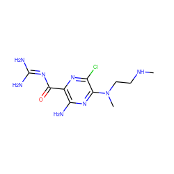 CNCCN(C)c1nc(N)c(C(=O)N=C(N)N)nc1Cl ZINC000073141415