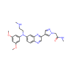 CNCCN(c1cc(OC)cc(OC)c1)c1ccc2ncc(-c3cnn(CC(=O)NC)c3)nc2c1 ZINC000204148032