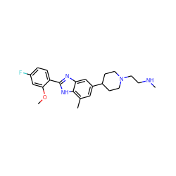 CNCCN1CCC(c2cc(C)c3[nH]c(-c4ccc(F)cc4OC)nc3c2)CC1 ZINC000045288480