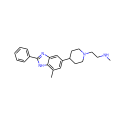 CNCCN1CCC(c2cc(C)c3[nH]c(-c4ccccc4)nc3c2)CC1 ZINC000045253356