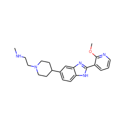 CNCCN1CCC(c2ccc3[nH]c(-c4cccnc4OC)nc3c2)CC1 ZINC000036475216