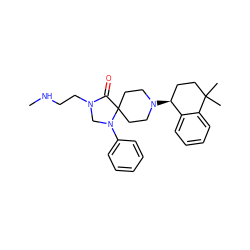 CNCCN1CN(c2ccccc2)C2(CCN([C@H]3CCC(C)(C)c4ccccc43)CC2)C1=O ZINC000040901117