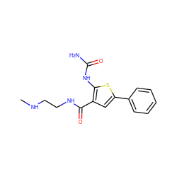 CNCCNC(=O)c1cc(-c2ccccc2)sc1NC(N)=O ZINC000040862706